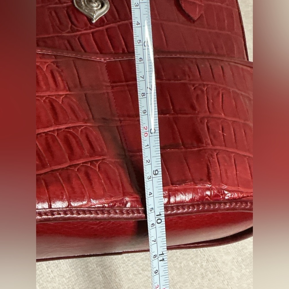 Vintage Brighton Red Leather Croc Print Bucket Purse Bag #541968 - Picture 8 of 11